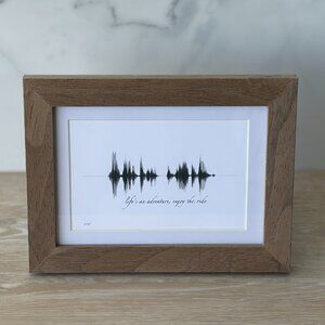 NEW Life's An Adventure Soundwave Framed Wall Art 5x7in Black White Rustic